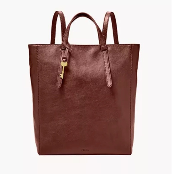 Fossil Handbags - FOSSIL Leather Camilla Convertible Backpack in Henna